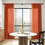 Bright Orange Curtains 63 Inches Long 2 Panel Sets for Living Room Bedroom, Light Filtering Linen Drapes for Kitchen Windows Rod Pocket or Back Tab Curtain,Semi Sheer 52x63