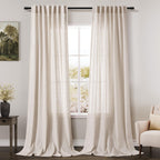 Nanspring Mist Sage Linen Curtains Semi Sheer 96 Inches Long 2 Panels Set for Living Room Back Tab Rod Pocket Light Filtering Drape for Bedroom Modern Farmhouse Coastal Decor Protect Privacy 52x96 — 기타