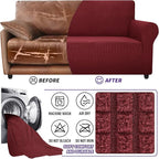 ZNSAYOTX Super Stretch Chair Slipcover Universal Sofa Chair Covers for Living Room Dogs Pet Furniture Protector Spandex Armchair Slipcovers with Anti Slip Foam Sticks (Wine Red, Chair)