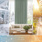Pony Dance Short Gray Blackout Curtains - Small Window Drapes Thermal Insulated Light Blocking Drapes Back Tab/Rod Pocket Short Curtain Panels for Bedroom & Kitchen, 42 W x 30 L, Sage Green, 1 Pair