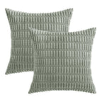 MIULEE Corduroy Decorative Throw Pillow Covers 12x12 Grey Green Pack of 2