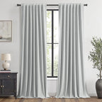 MIULEE 100% Blackout Linen Curtains for Bedroom 42 x 96 Inch Grey 2 Panels