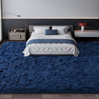 Deerhoo Large Shag Area Rugs 10 x 14, Plush Fuzzy Rugs for Living Room, Ultra Soft Fluffy Furry Rug for Bedroom, Anti-Skid Indoor Solid Carpet Nursery Rugs for Kids Room Home Decor, Navy Blue