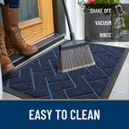 OLANLY Front Door Mat Outside 47x23, All-Season Absorbent Rubber Doormat