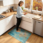 Washable Area Rugs 2'x3' Non-Slip Modern Abstract Soft for Living Room Entryway Bedroom Nursery, Print Pattern, Teal Blue Green Orange Rust Red Coloreful