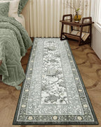 GarveeHome Provence Fog 2x6 Washable Kitchen Runner Rugs Non Slip Vintage Boho Cottage Long Rug for Hallways Bedroom Entryway Bathroom Mat with Rubber Back