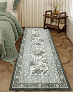GarveeHome Provence Fog 2.5 x 8 Washable Kitchen Runner Rugs Non Slip Vintage Boho Cottage Long Rug for Hallways Bedroom Entryway Bathroom Mat with Rubber Back