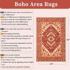 SERISSA 2x3 Washable Non Slip Boho Small Area Rug for Entryway，Red