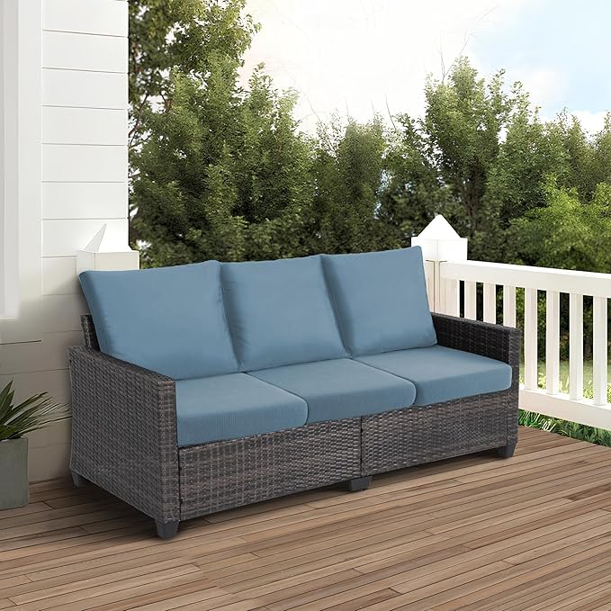 NC HOME Water Repellent Sofa Seat Slipcovers Stretch Cushion Covers, Seaters Replacement for Furniture Protector, Soft Flexibility with Elastic Bottom (Medium, Dusty Blue)