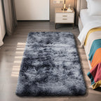 3x5 Area Rug for Bedroom, Tie-Dyed Black Fluffy Shag Rug Plush Carpet