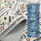 Large Area Rugs 10x13 Washable Rug for Spring Farmhouse Floral Carpet Grey Beige Soft Non Slip Low Pile Faux Wool Stain Resistant for Bedroom Kitchen Bathroom Laundry