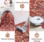 Yamaziot Christmas Runner Rug 2x8 – Red Floral Washable Non-Slip Carpet Runner Christmas Holiday Decor, Soft Low Pile Christmas Rug for Hallway, Kitchen, Entryway