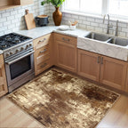 RELEANY Washable 3'x5' Abstract Area Rug for Living Room Brown Tan