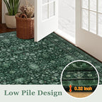 3x5 Area Rugs Living Room Rug: Washable Vintage Distressed Floral Rug No Slip Stain Resistant Soft Carpet Indoor Large Carpets for Bedroom Dining Room Farmhouse Nursery Home Office Deep Green