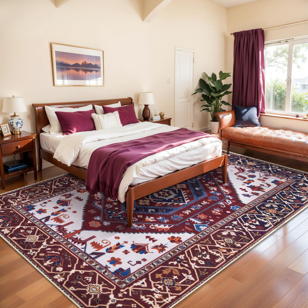 SERISSA 8x10 Washable Non Slip Boho Area Rug for Living Room