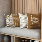 YCOLL Pillow Covers 20x20 Set of 4, Modern Sofa Throw Pillow Cover, Decorative Outdoor Linen Fabric Pillow Case for Couch Bed Car， Light Brown