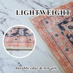 Washable 2x3 Small Area Rug: Vintage Indoor Soft Non Slip Door Mat Stain Resistant Carpet for Bedroom Living Room Light Weight Floor Mat for Kitchen Bathroom - Perfect for Homes with Pets (2x3,Orange)