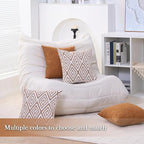 HPUK Decorative Throw Pillow Covers Set of 4 Geometric Design Linen Cushion Cover for Couch Sofa Living Room, 20"x20" inches, Golden Brown