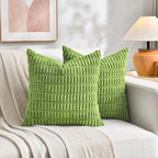Fancy Homi 4 Packs Boho Lime Green Decorative Throw Pillow Covers 22x22 Inch for Couch Bed Sofa, Rustic Modern Farmhouse Home Decor, Soft Plush Corduroy Cute Square Cushion Case 55x55 cm