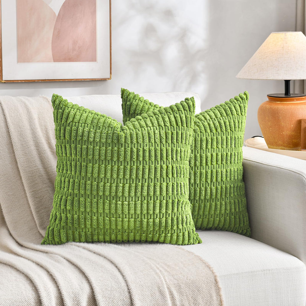 Fancy Homi 4 Packs Decorative Throw Pillow Covers for Living Room Couch Bed, Modern Farmhouse Boho Home Décor Accent Cushion Case, 20" x 20", Lime Green