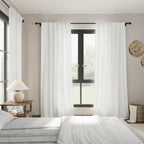 Off White Linen Curtains 92 inches Long for Bedroom Back Tab Light Filtering Privacy Sheer White Curtains Modern Farmhouse Coastal Decor Cotton Textured Gauze Curtain for Living Room 2 Panel Set
