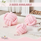Uvvyui Knot Pillow Ball, Soft Home Decorative Pillows, Round Throw Pillow, Handmade Knotted Plush Pillow, Round Boucle Pillow Cushion (11 Inches Pink)