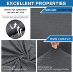 XINEAGE 2026 New 3 Pieces Couch Covers for 2 Extra Large Cushion Sofa Super Stretch Sofa Cover for 2 Large Seat Universal Loveseat Slip Cover for Living Room (Dark Gray), 71"-91"(2 Cushions)