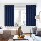 DWCN Bedroom Blackout Curtains 60 x 63 Inches Length 2 Panels Set, Solid Thermal Insulated Energy Saving Window Treatment Drapes, Rod Pocket Curtains for Kids Boys Room (W60 x L63 Inch, Navy Blue)