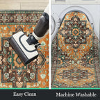 HEBE Hallway Runner Rug 2'x6' Washable Vintage Distressed Area Rugs Non Slip Laundry Rug Runner Boho Floor Carpet Runners for Hallways Entryway Laundry Room Kitchen Bathroom