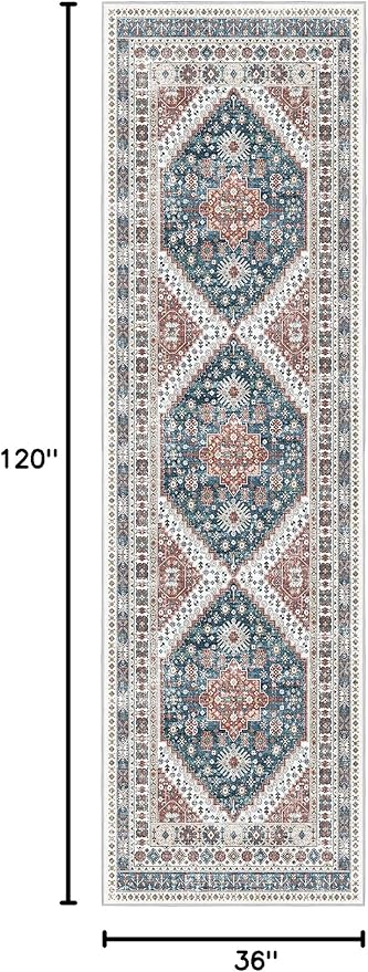 Madane Hallway Runner Rug 3x10 Washable Kitchen Runners 10ft, Navy Blue