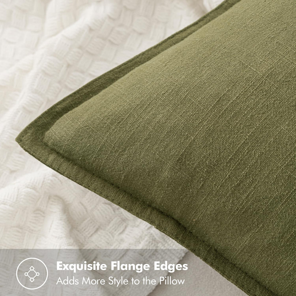 MIULEE Decorative Linen Pillow Covers 18x18 Inch Green