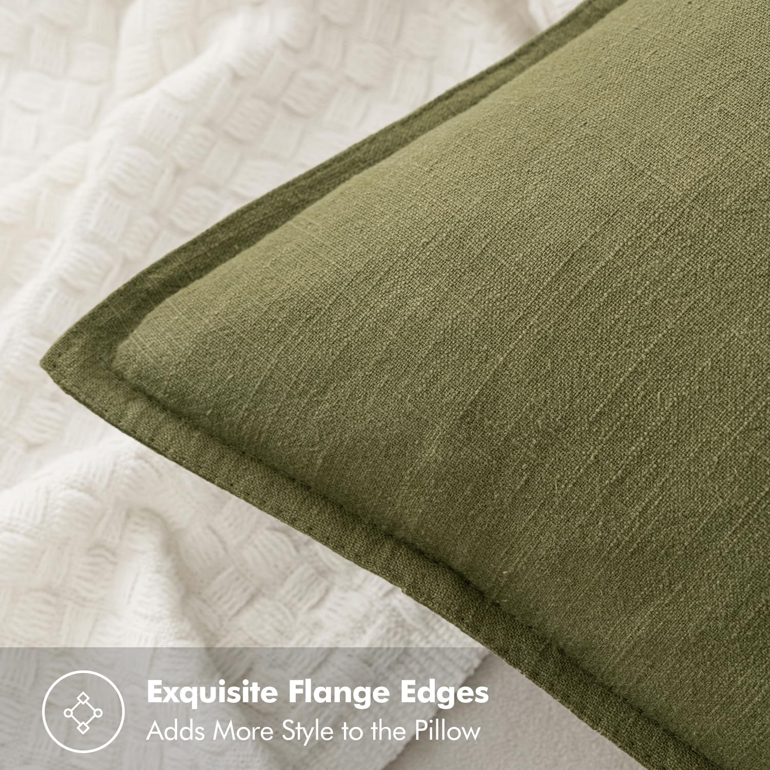 MIULEE Decorative Linen Pillow Covers 18x18 Inch Green