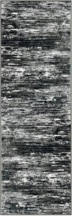 KOZYFLY Modern Abstract Kitchen Runner Rug, 2x6 Washable Rug Runner Non-Slip Soft Striped Hallway Runner Rugs, Black Grey Print Carpet Runner for Entryway Bathroom Laundry Room Foyer