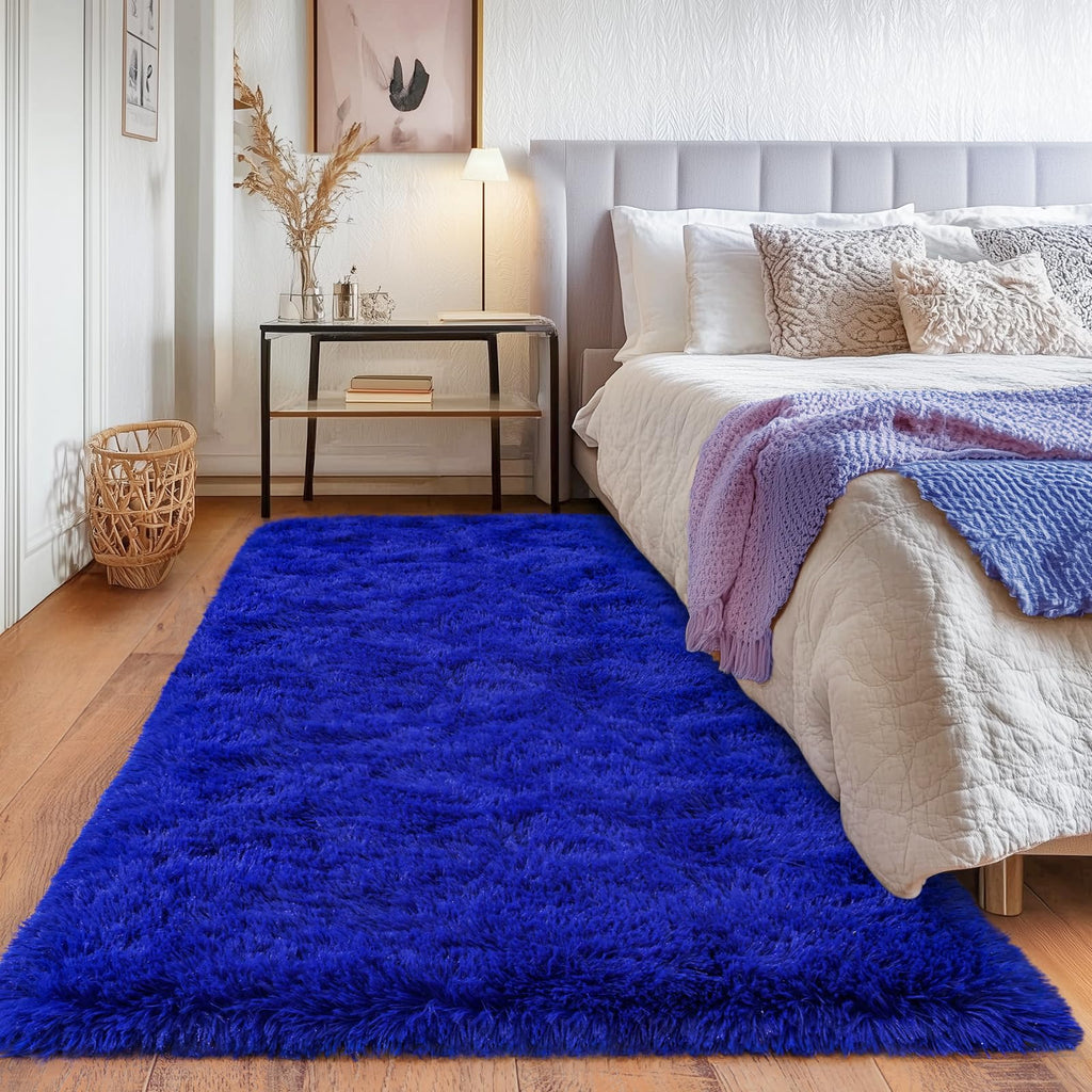 Quntue Runner Rugs for Bedroom 2x6 Rug Runners for Hallways Non Slip Soft Shag Bedside Rug, Fluffy Area Rug Throw Rugs for Living Room, Floor Carpet Runner for Nursery Kids Dorm, Rainbow Purple
