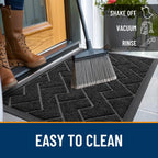 OLANLY Front Door Mat Outside 29.5x17, All-Season Absorbent Rubber Doormat