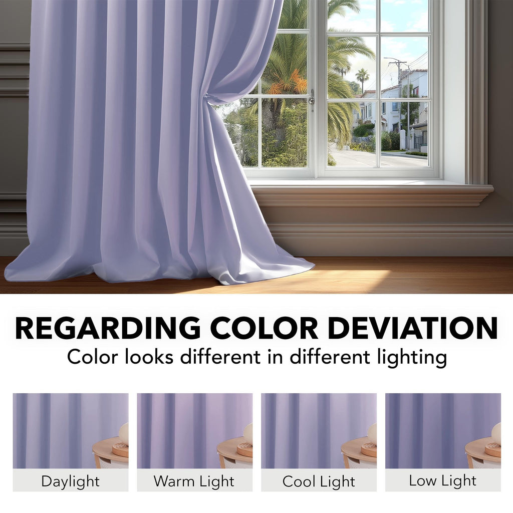 Deconovo Rod Pocket and Back Tab Blackout Curtains for Living Room Thermal Insulated Room Darkening Curtains 42Wx95L Inch Light Purple 2 Panels