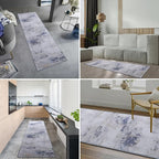 Toneed 2x6 Runner Rug Modern Abstract Hallway Rug Washable Non Slip Rubber Rugs for Kitchen Stairs Entryway Bedroom Living Room Printed Low Pile Foldable Accent Rugs Blue/White