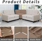 Easy-Going Stretch Sectional Corner Sofa Slipcover 1-Piece Couch Sofa Cover Furniture Protector Soft with Elastic Bottom for Kids, Pet, Spandex Jacquard Fabric Camel