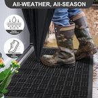 Mibao Front Door Mat, Heavy Duty Durable Welcome Mat for Outdoor Indoor, Dirt Trapper Waterproof Super Absorbent Door Mat for Entryway Outside Patio Porch, 29.5" x 17", Black