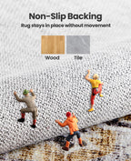 AMADA HOMEFURNISHING Washable Area Rug, Low-Profile Large Area Rug with Non-Slip Backing & Durable Edge Binding, Vintage Large Rugs for Living Room, Bedroom, Dinning Room, 8x10, Grey/Beige