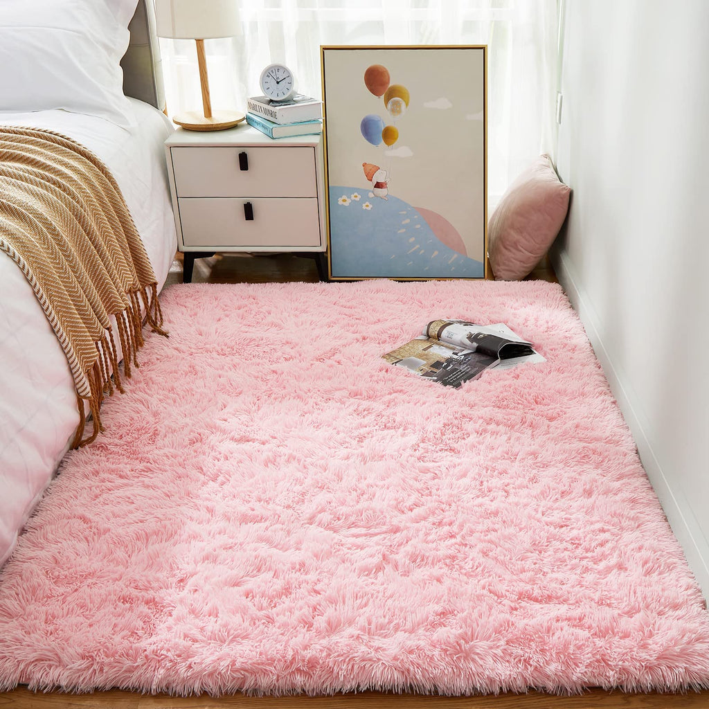 Ophanie Green Grass Area Rugs for Bedroom, 3x5 Shag Fluffy Carpet, Fuzzy Furry Plush Soft Cute Kids Baby Girls Shaggy Bedside Floor Rug for Teen Nursery Decor Aesthetic with Over 99 pcs Pile fibers