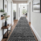 3x18 Washable Kitchen Runner Rug: Modern Moroccan Runners for Hallway Soft Non Slip Rugs with Rubber Backing Low Pile Thin Waterproof Floor Carpet for Entryway Bedroom Bathroom Indoor 3x18 Black