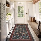 GarveeHome Floral Rug 2x6 Runners for Hallways, Boho Kitchen Runner Rugs Non Slip Bath Runners, Vintage Washable Runner Rug for Bedroom, Soft Long Rugs for Entryway Bathroom Laundry Dorm, Red