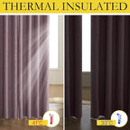 NICETOWN Chaise Mauve Vintage Linen 100% Blackout Curtains for Living Room, Thermal Insulated Curtains 108“ Long, Noise Reducing Window Treatment Drapes for Home Office, 62" Wide Per Panel, Set of 2