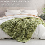 Exclusivo Mezcla Fleece Throw Blanket for Couch, Extra Large Fuzzy Tie-dye Olive Green Bed Blankets, Soft Cozy Plush Sofa Throws for All Seasons, 50x70 Inches