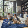 junhejiamei Fluffy Rug Shag Area Rug,Royal Blue 3x5 Area Rugs for Bedroom