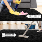 Tepook Area Rugs 10x14 for Living Room, Super Soft Fluffy Rugs for Bedroom, Modern Shaggy Rug Fuzzy Carpets for Kids, Plush Indoor Nursery Home Decor Rug with Non-Slip Bottom, Black