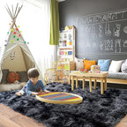 Pionblank 8x10 Rug for Living Room, Fuzzy Plush Large Area Rug, Fluffy Modern Shag Non Slip Soft Furry Carpet for Bedroom Kids Room Nursery Teens Dorm Home Decor, Dark Grey