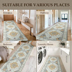 Area Rugs 2'x8' Runner Rug Non Slip Washable for Kitchen Hallway Bedroom Beside Laundry Room Bathroom Rug, Floor Carpet, Light Yellow Carbon Grey Orange