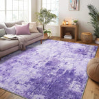 Washable Area Rugs 7'x9' Non-Slip Modern Abstract Soft for Living Room Entryway Bedroom Nursery, Print Pattern, Purple Gray Pink White